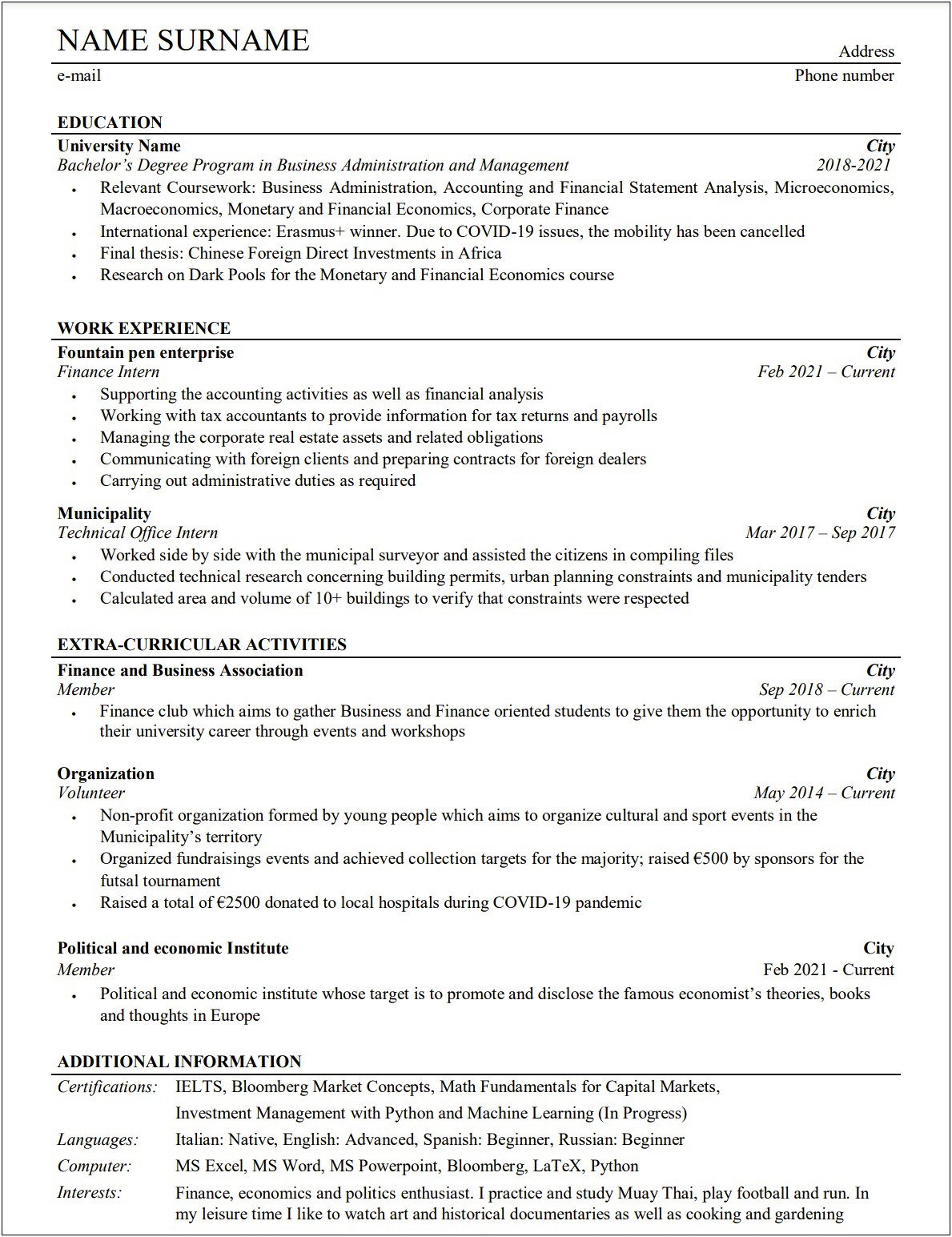 Resume Of Treasury Manager Mutual Funds