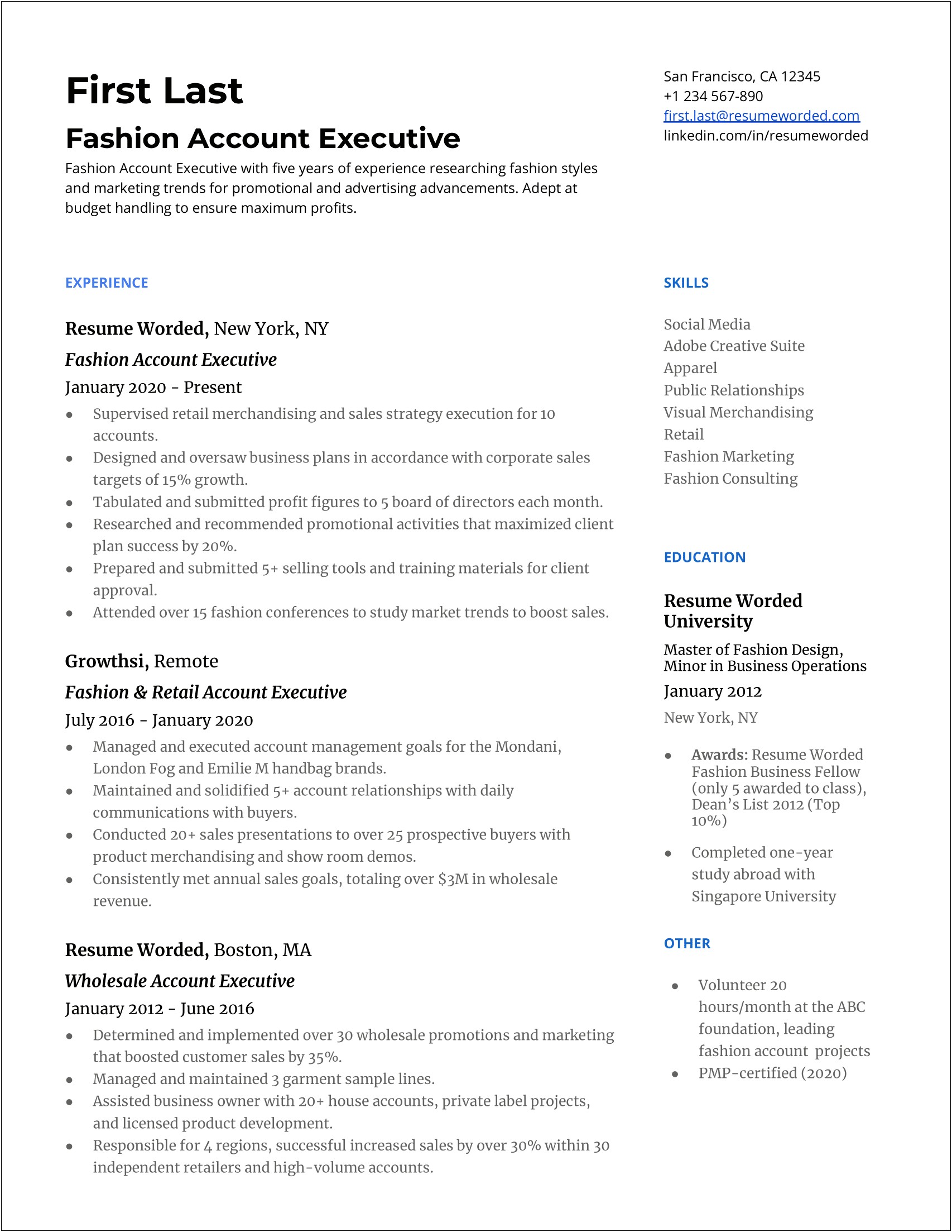 Resume Ok For Account Executive Sample
