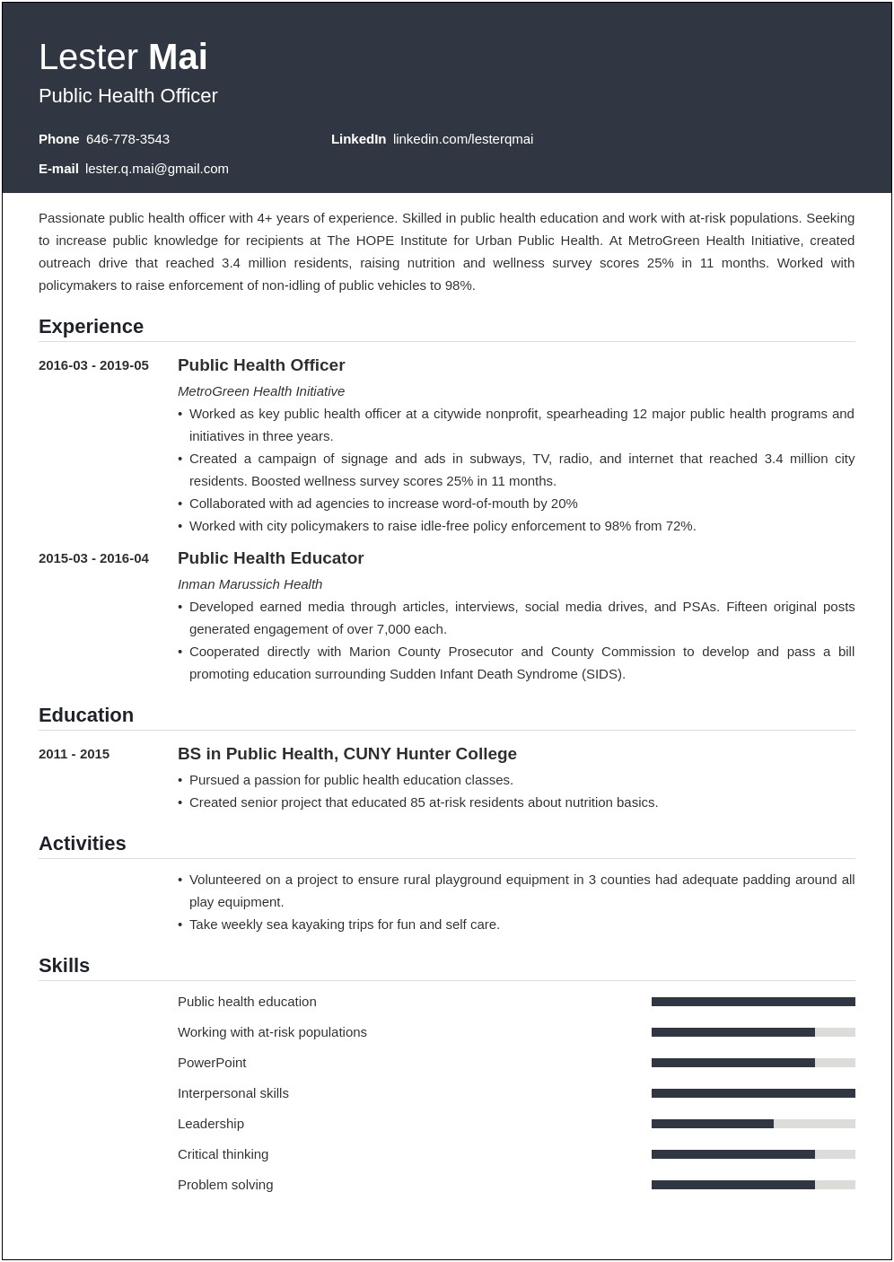 Resume Personal Summary Examples Public Service Public Safety