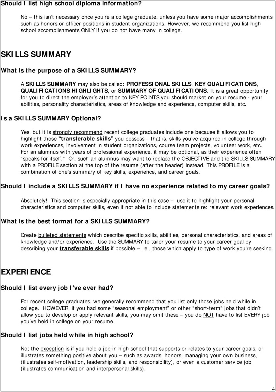 Resume Professional Skills If You Have No Skills