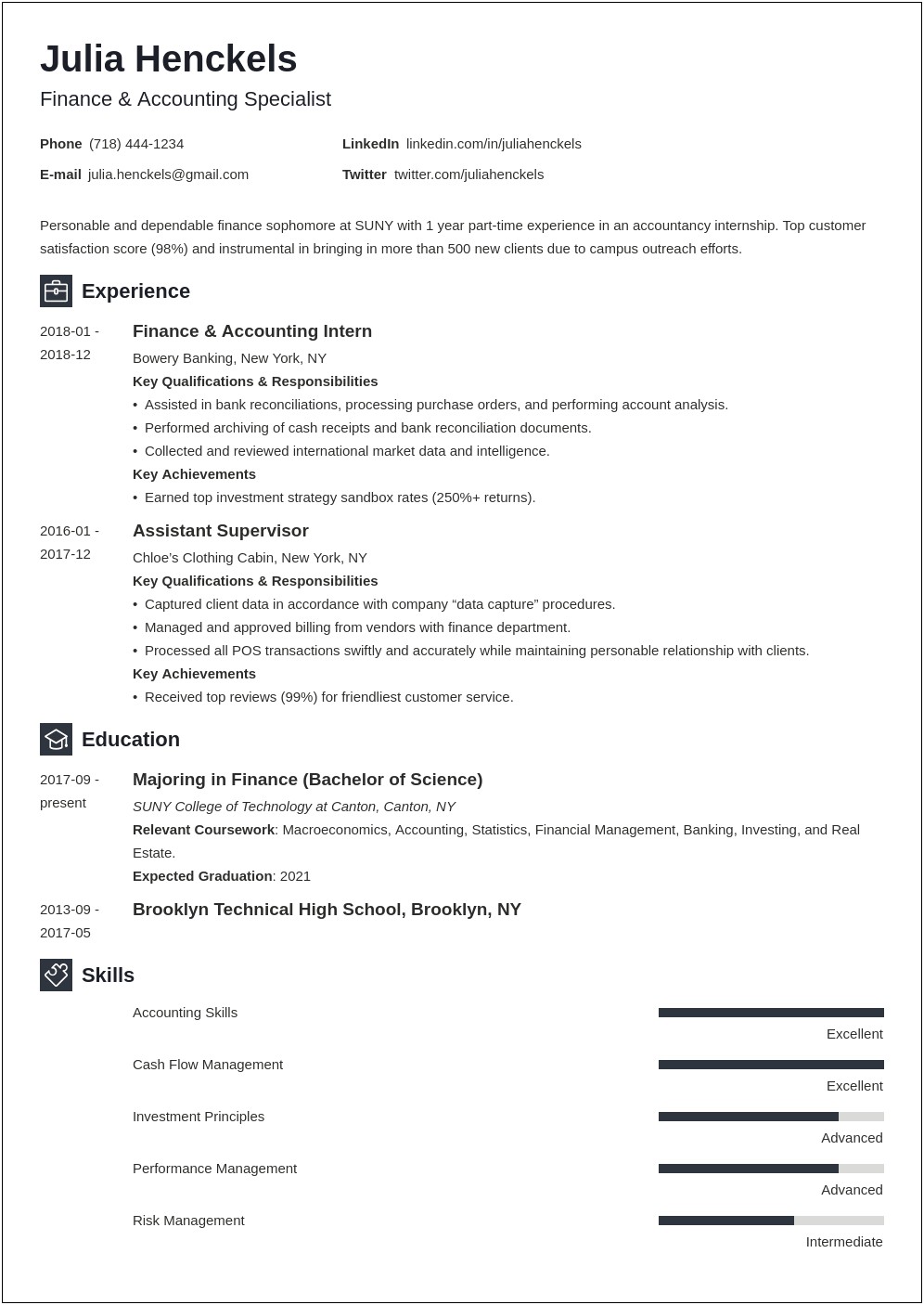 Resume Professional Summary For College Student