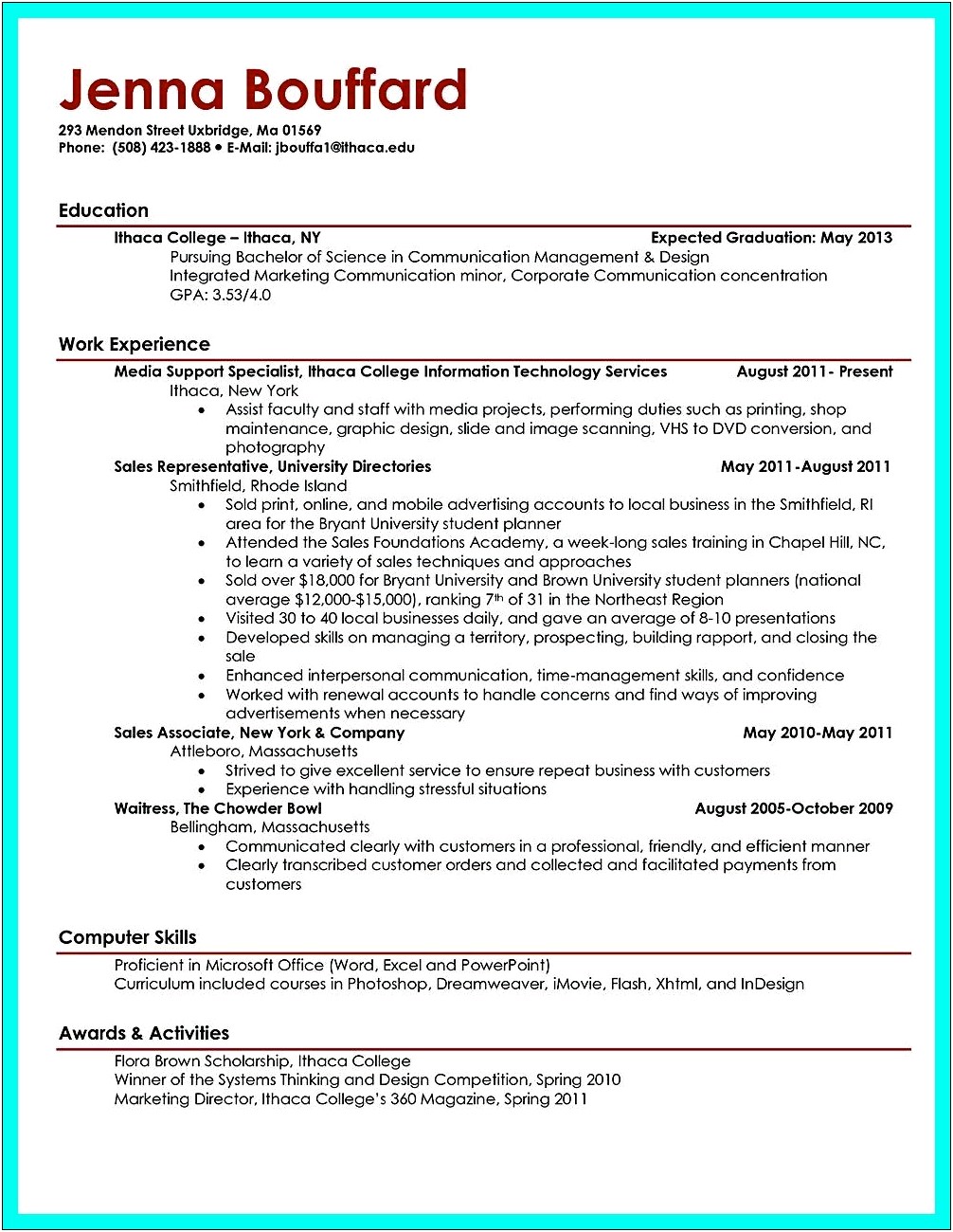Resume Profile Examples For College Graduates