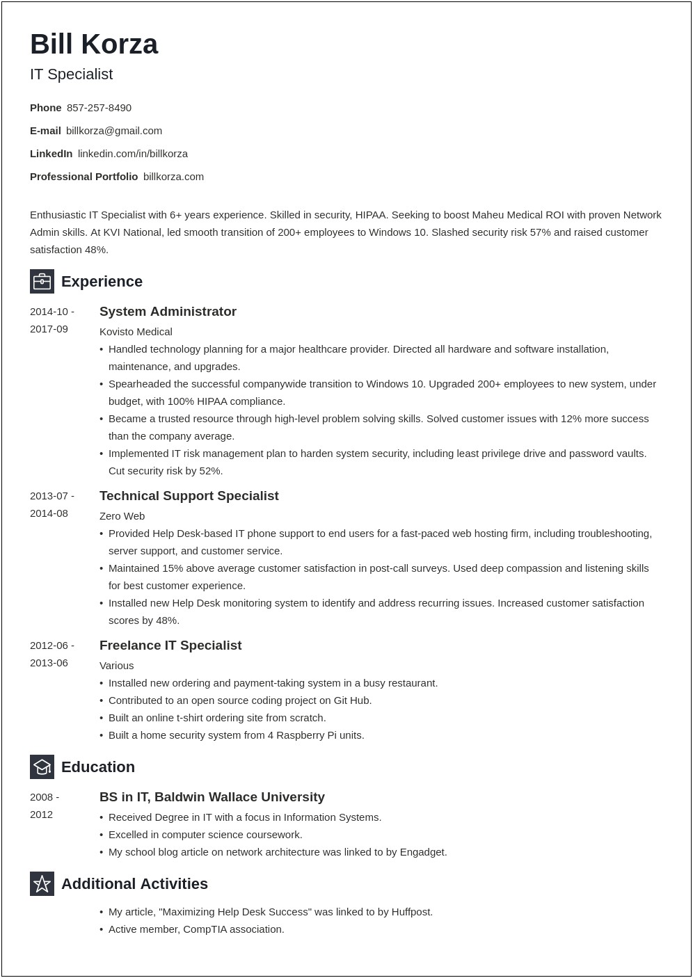 Resume Profile Examples For Multiple Jobs
