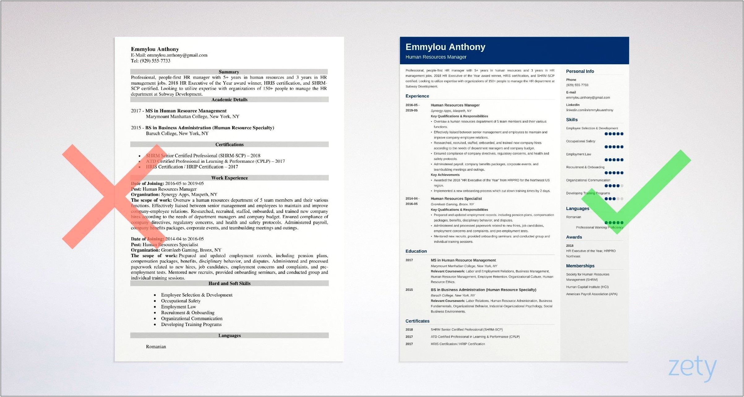Resume Profile Samples For Human Resources