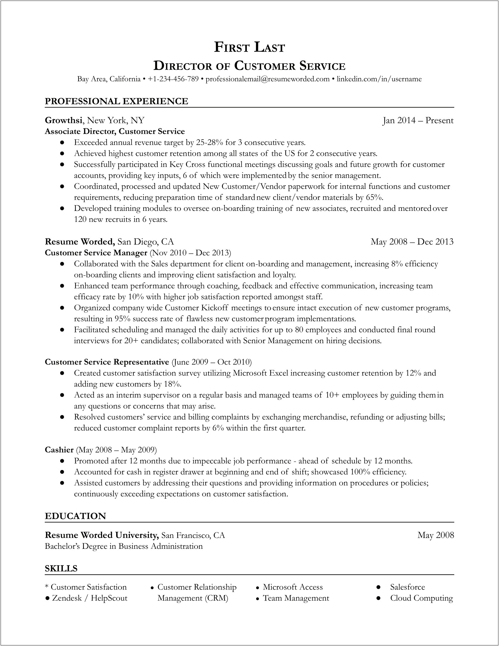 Resume Qualifications Examples For Customer Service