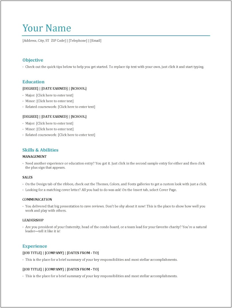Resume Recent Work History At Top Or Bottom