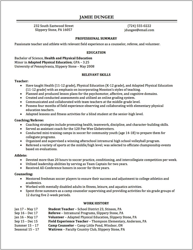 Resume Related Experience And Other Jobs