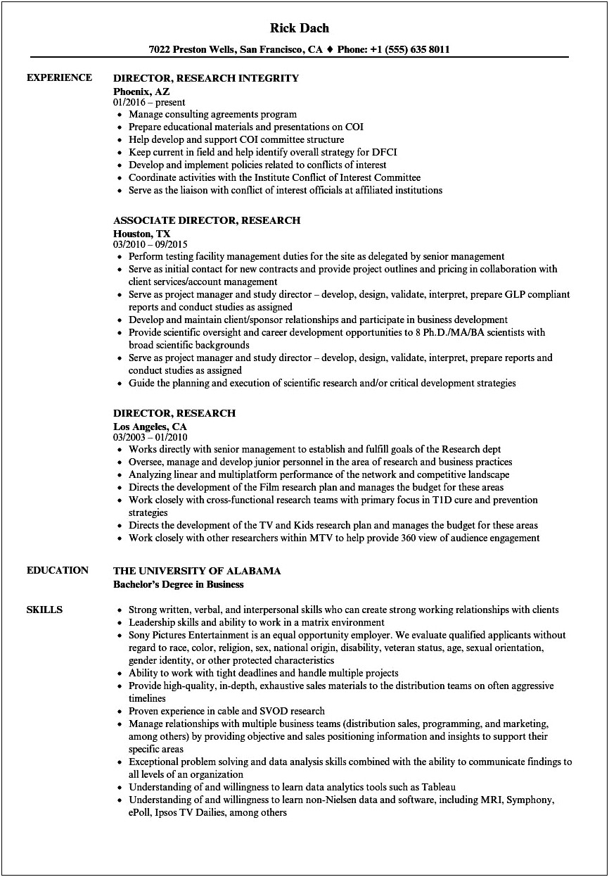 Resume Research Vice President Hospital Association Experience