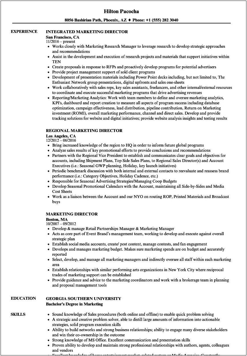 Resume Sample For An It Director
