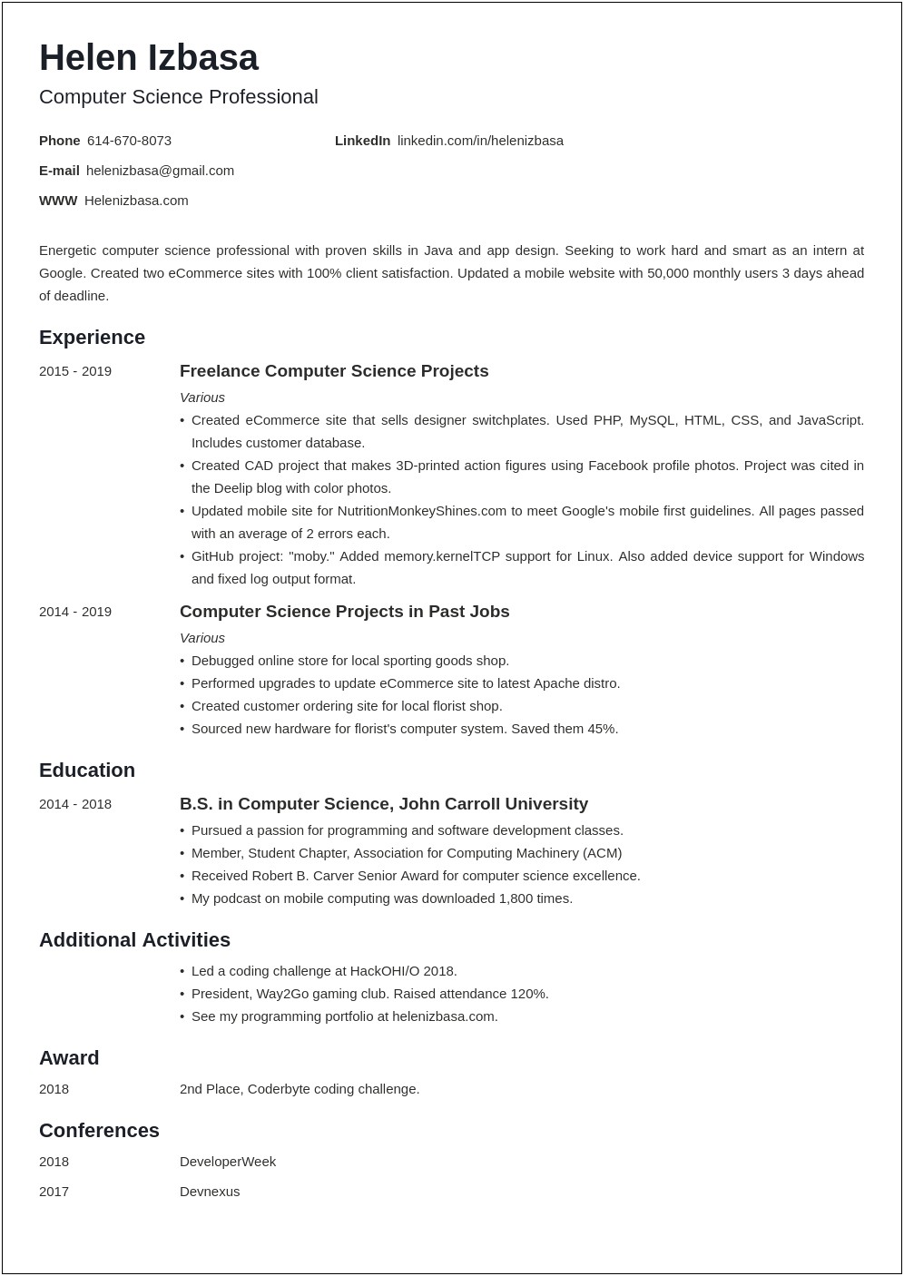 Resume Sample For College With Externship Site Information