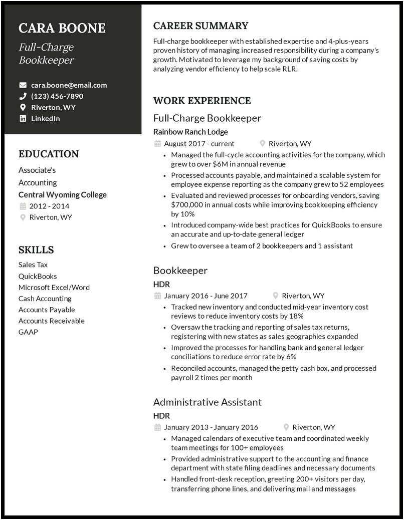 Resume Sample For Full Cycle Payroll