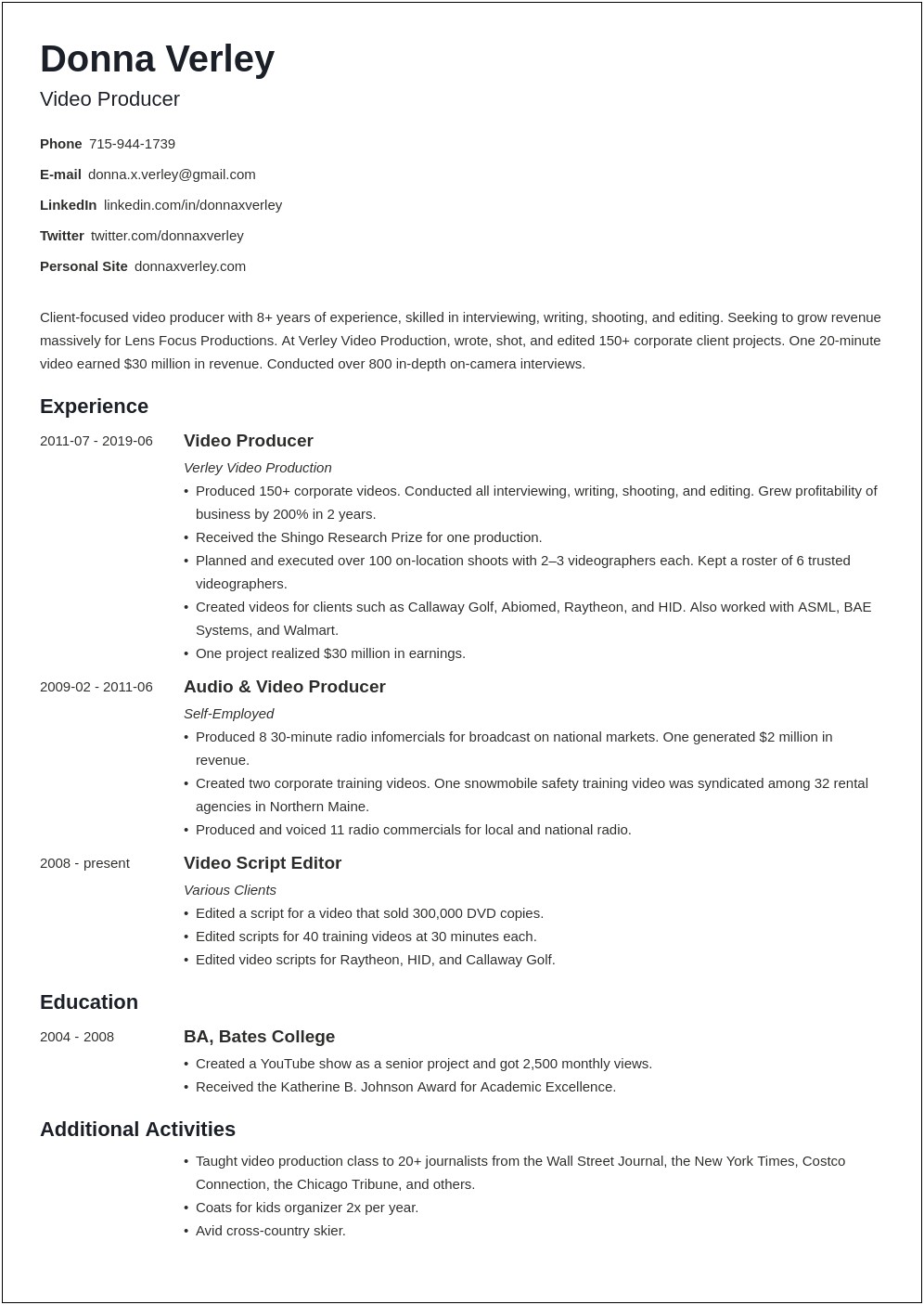 Resume Sample For Long Term Employment