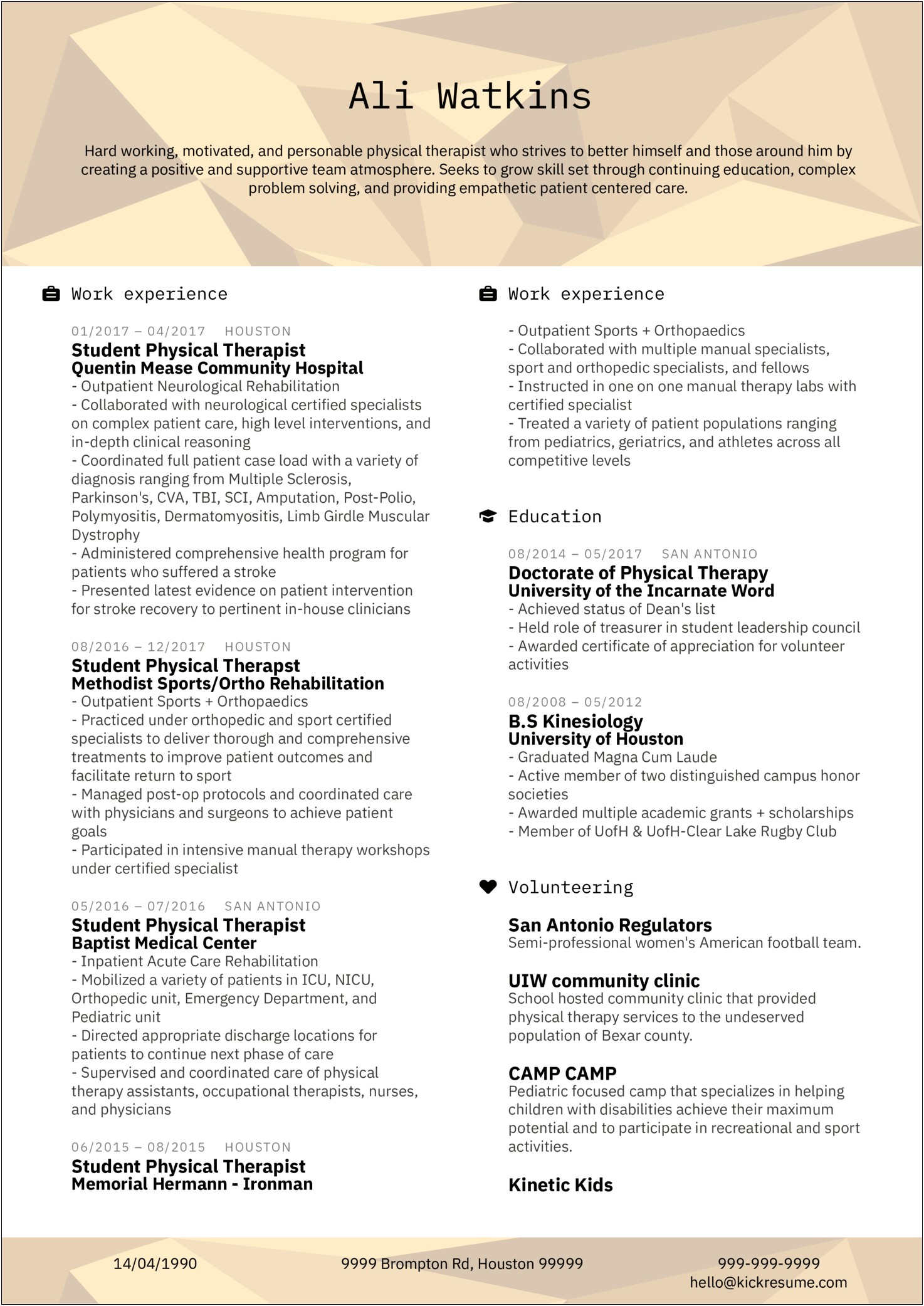 Resume Sample For Physical Therapist Assistant