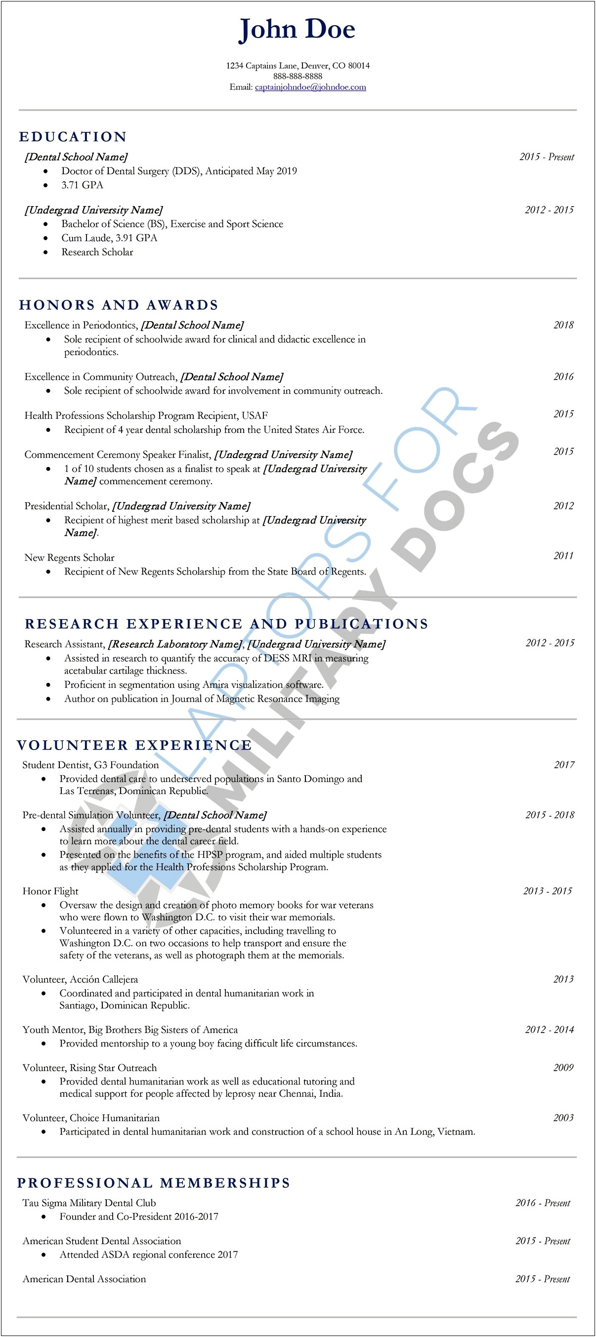 Resume Sample For The Air Force