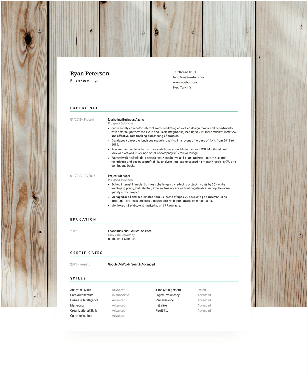 Resume Sample Professional Profile About Yourself