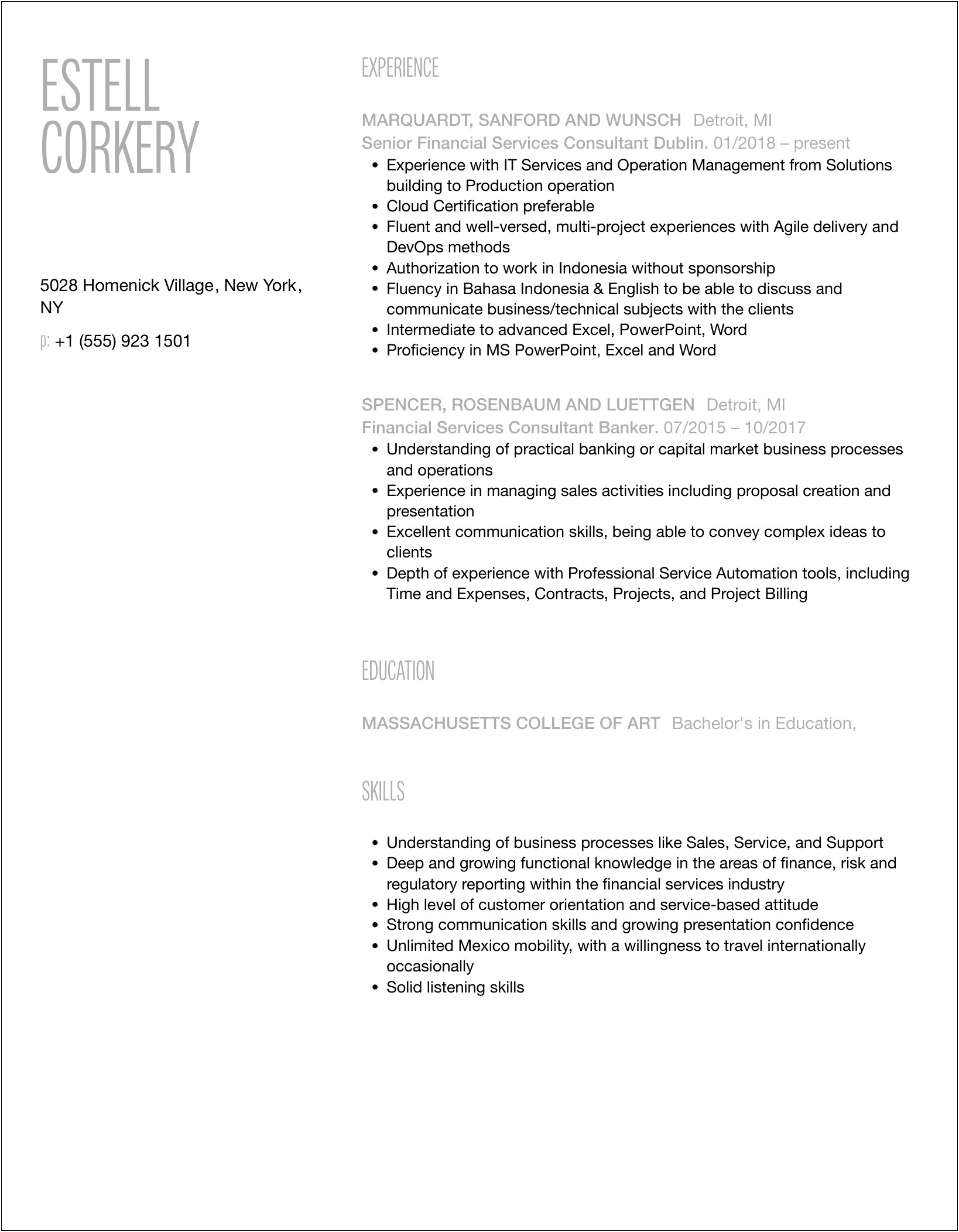 Resume Sample Proposal For Consulting Services