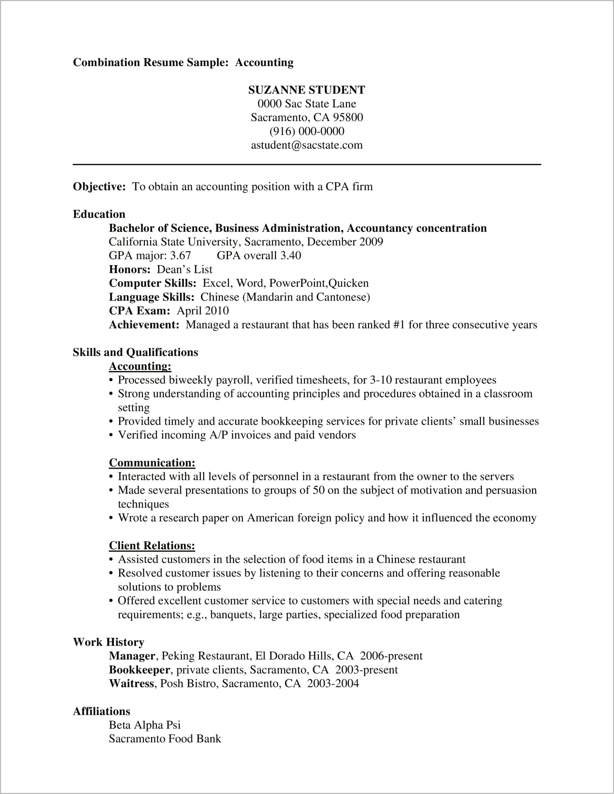 Resume Sample Staff Accountant Communicate With Small Business