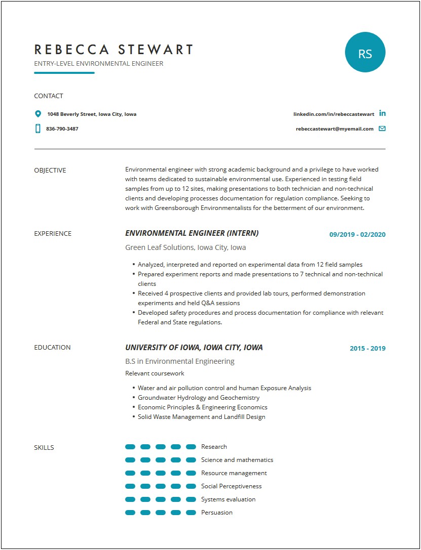 Resume Samples For Entry Level Engineers