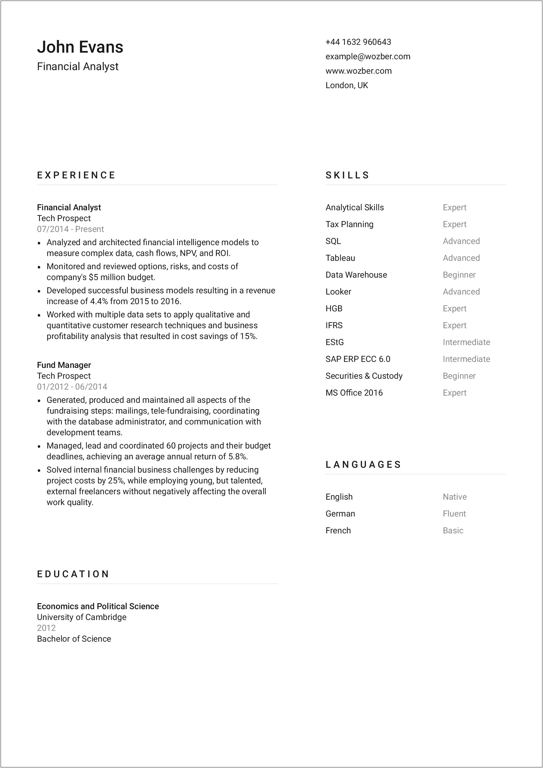 Resume Samples For Higher Education Positions