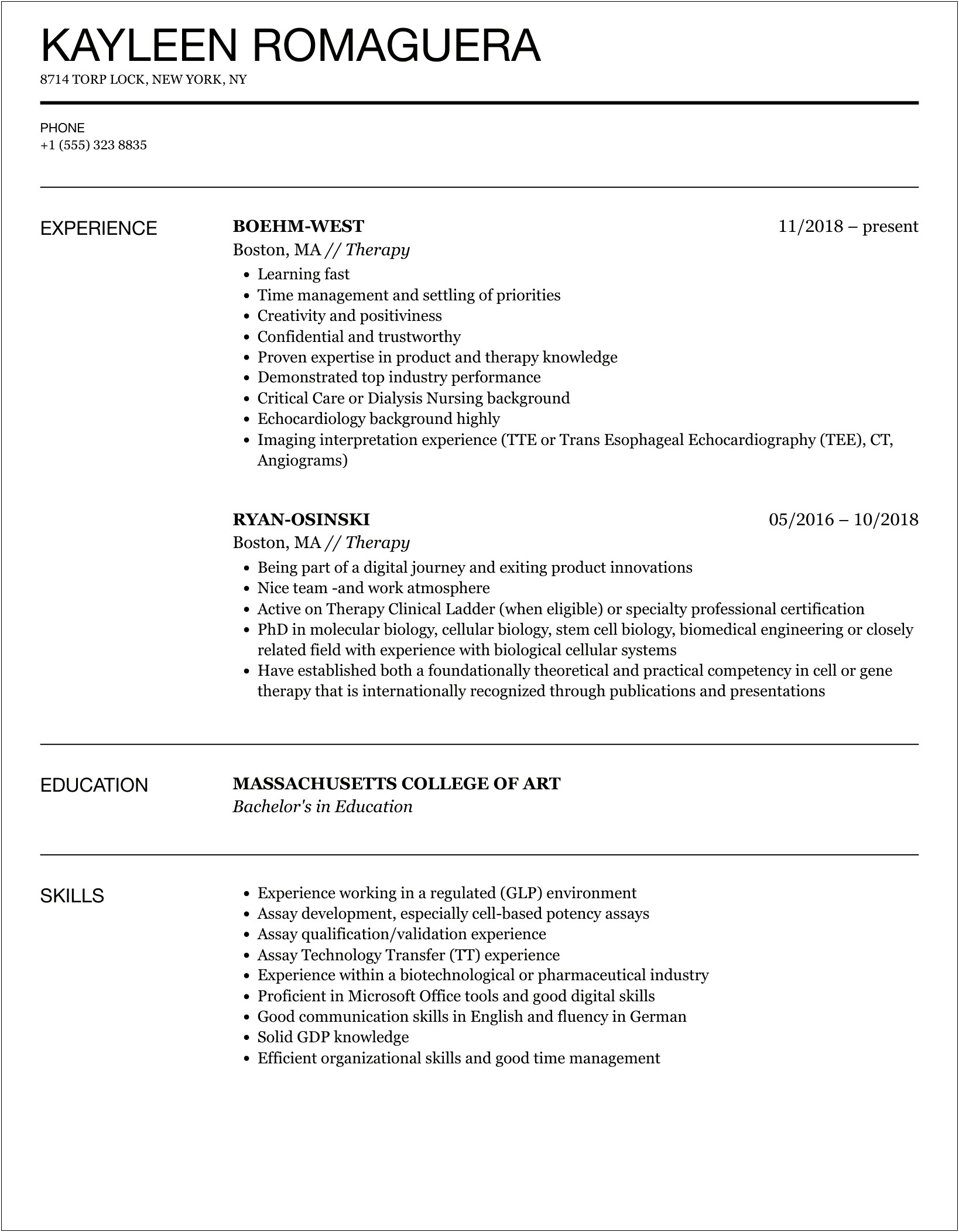 Resume Samples For Inclusion Aba Therapist