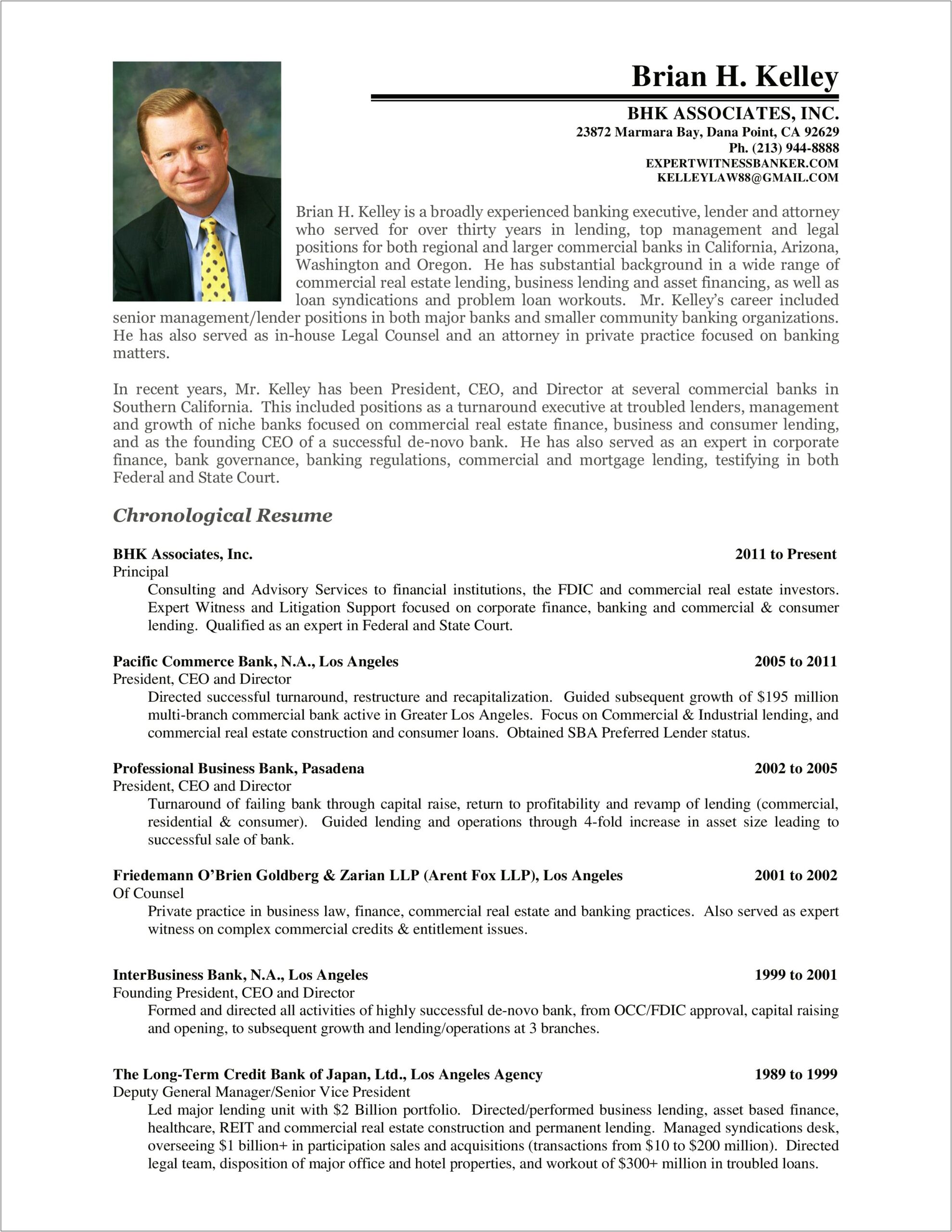 Resume Samples For President And Ceo