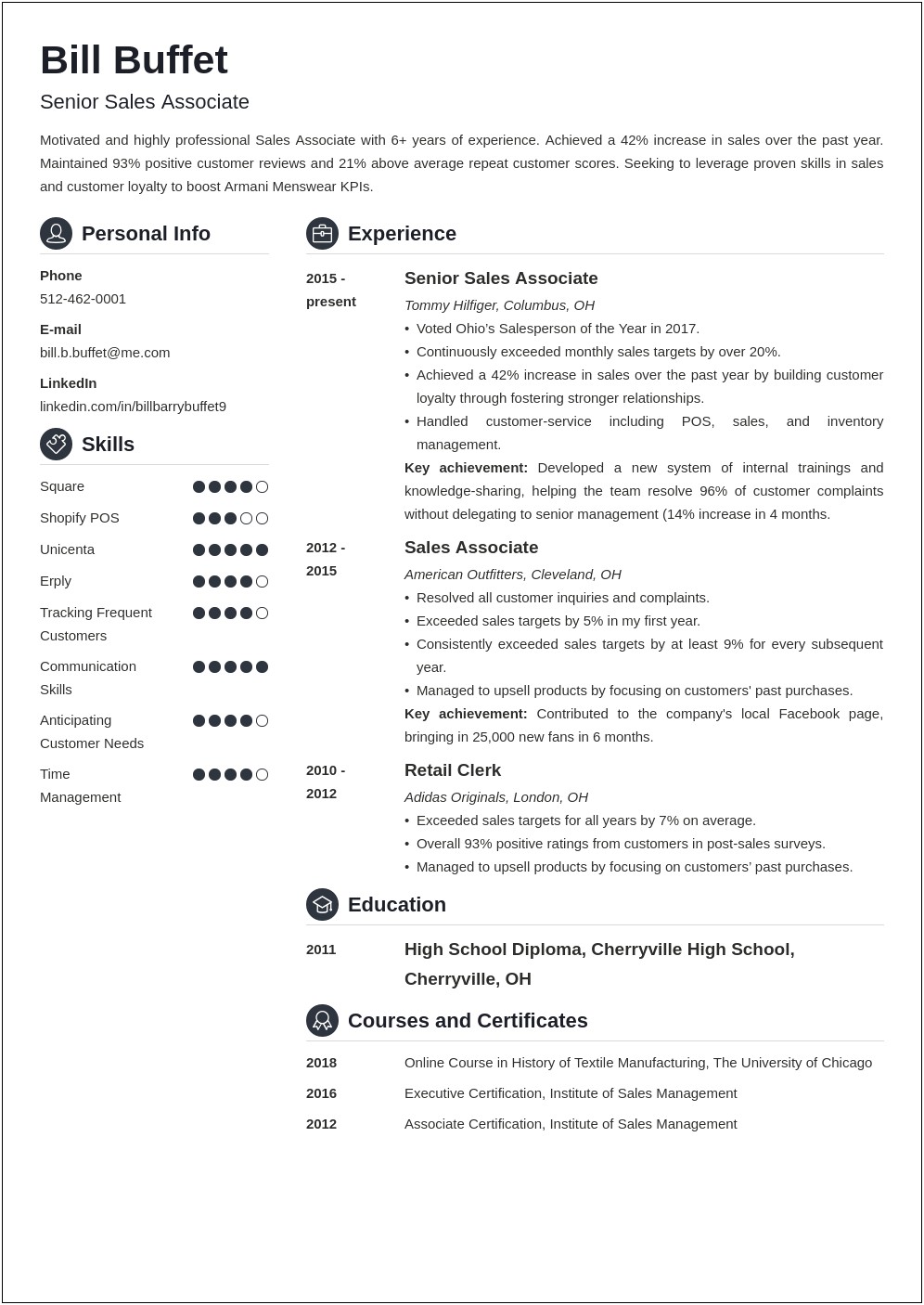 Resume Samples For Retail Store Jobs