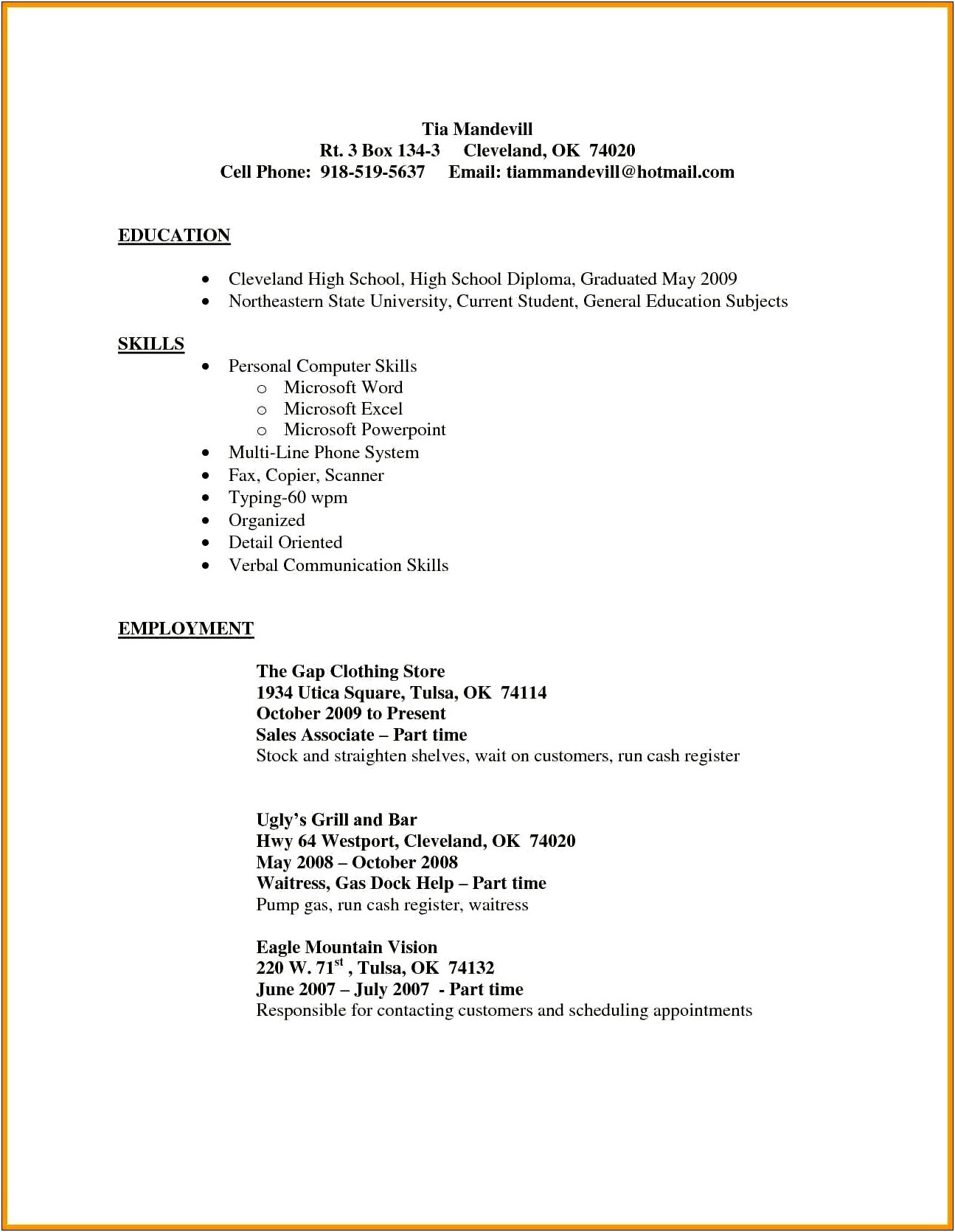 Resume Samples For Sales Associate Clothing