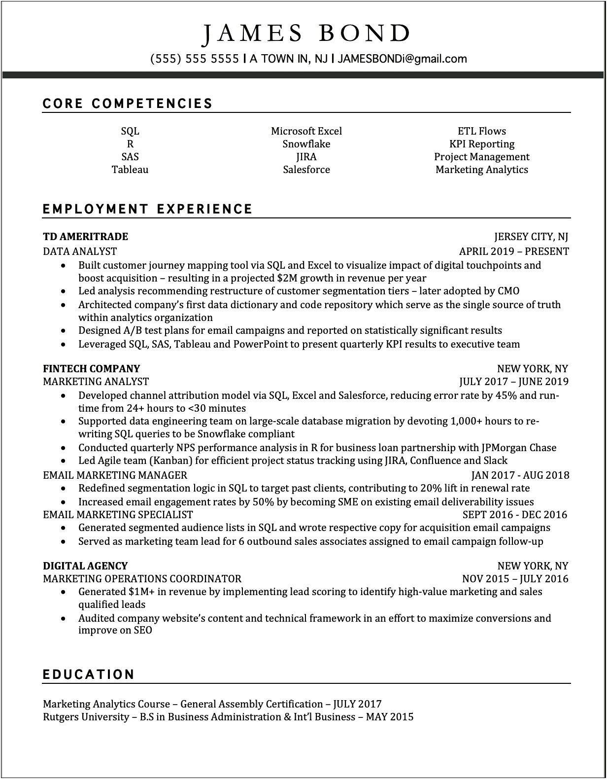 Resume Samples Same Company Different Positions