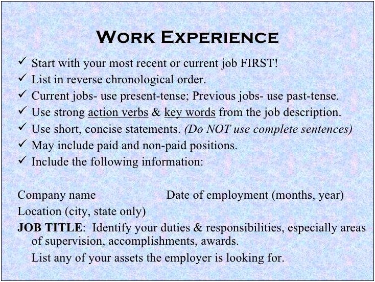 Resume Should Current Job Be In Present Tense