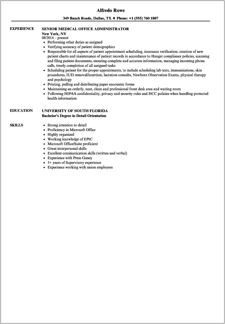 Resume Skills For Medical Office Assistant