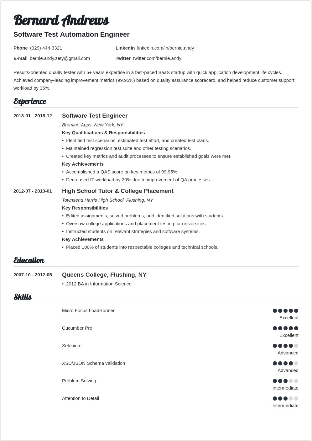 Resume Skills For Quality Assurance Manager
