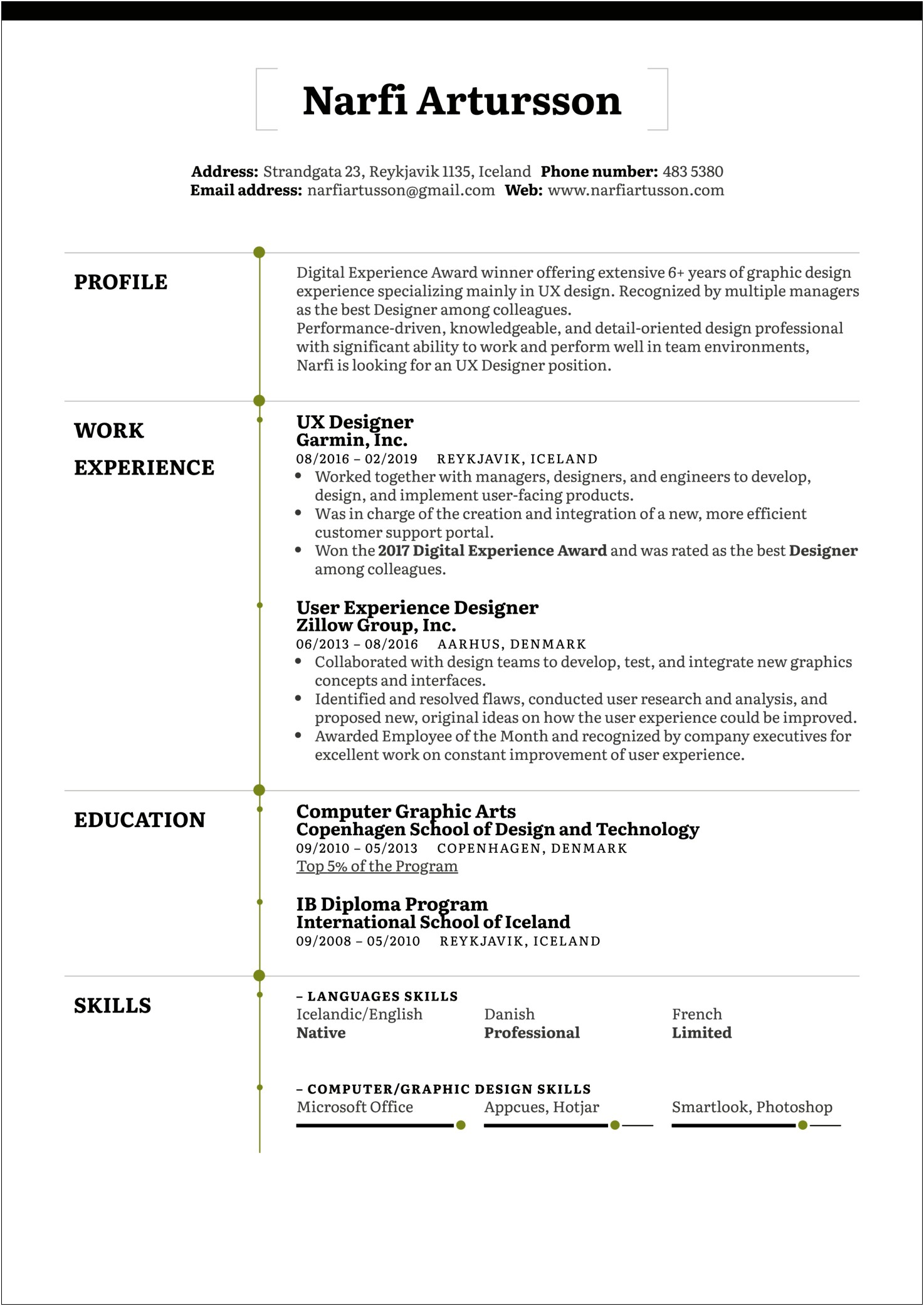 Resume Skills Graphic And User Interface Designer