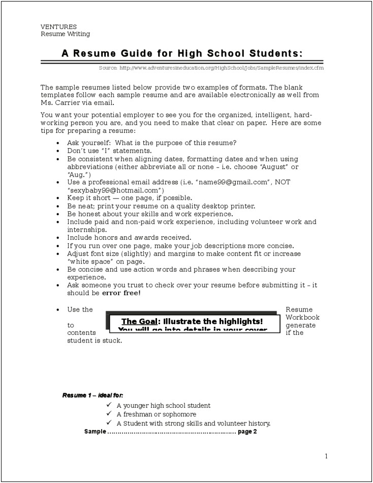 Resume Strategies For High School Students