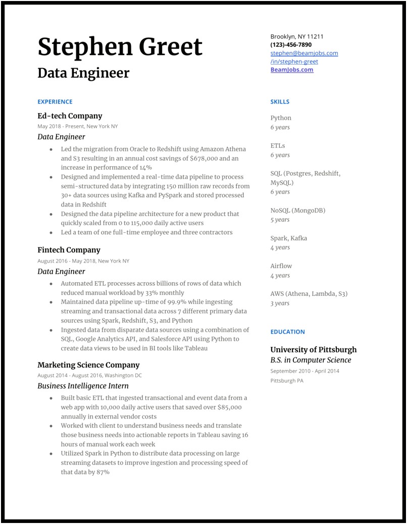 Resume Summary Examples For Engineer