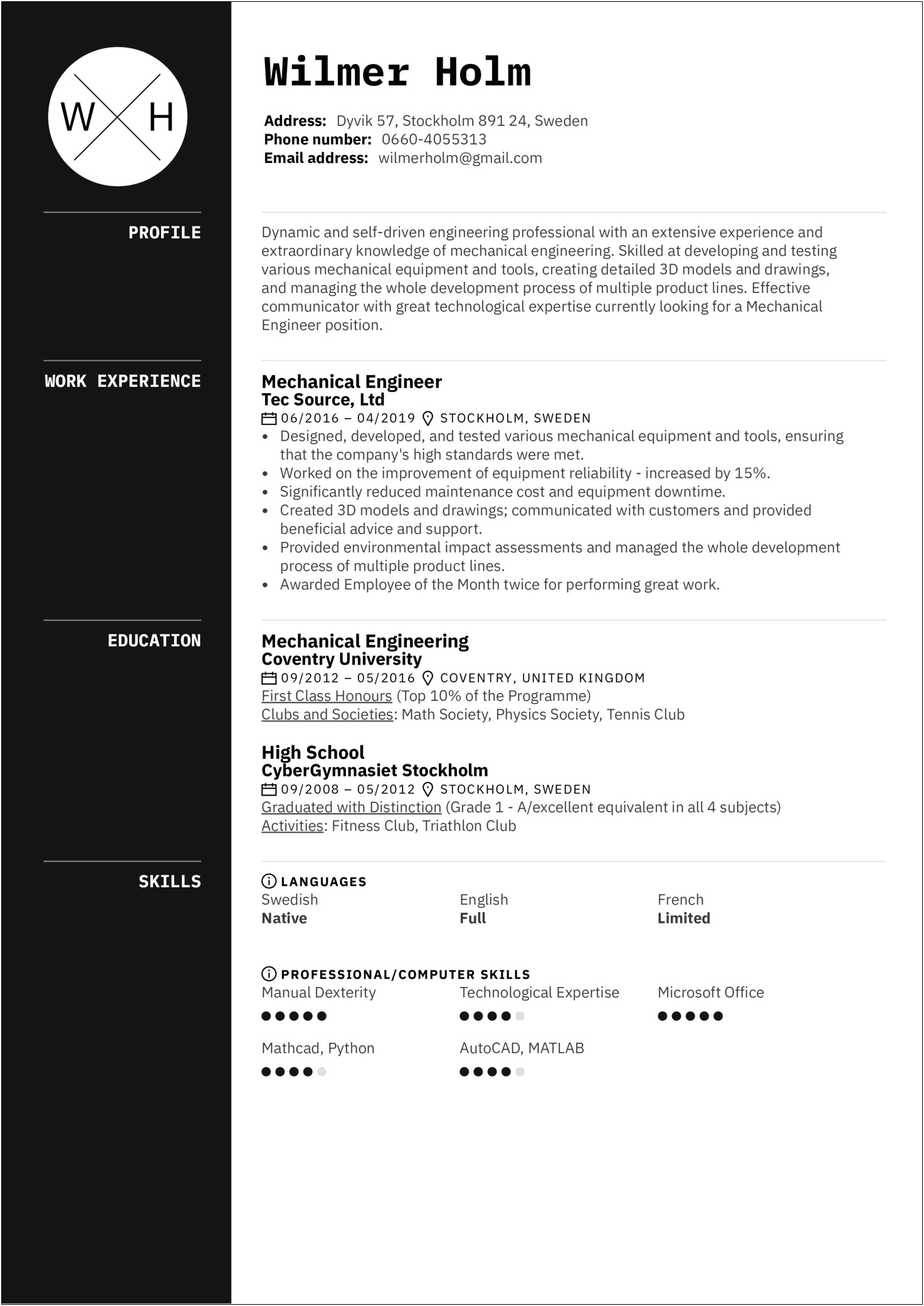 Resume Summary Examples For Engineering Students