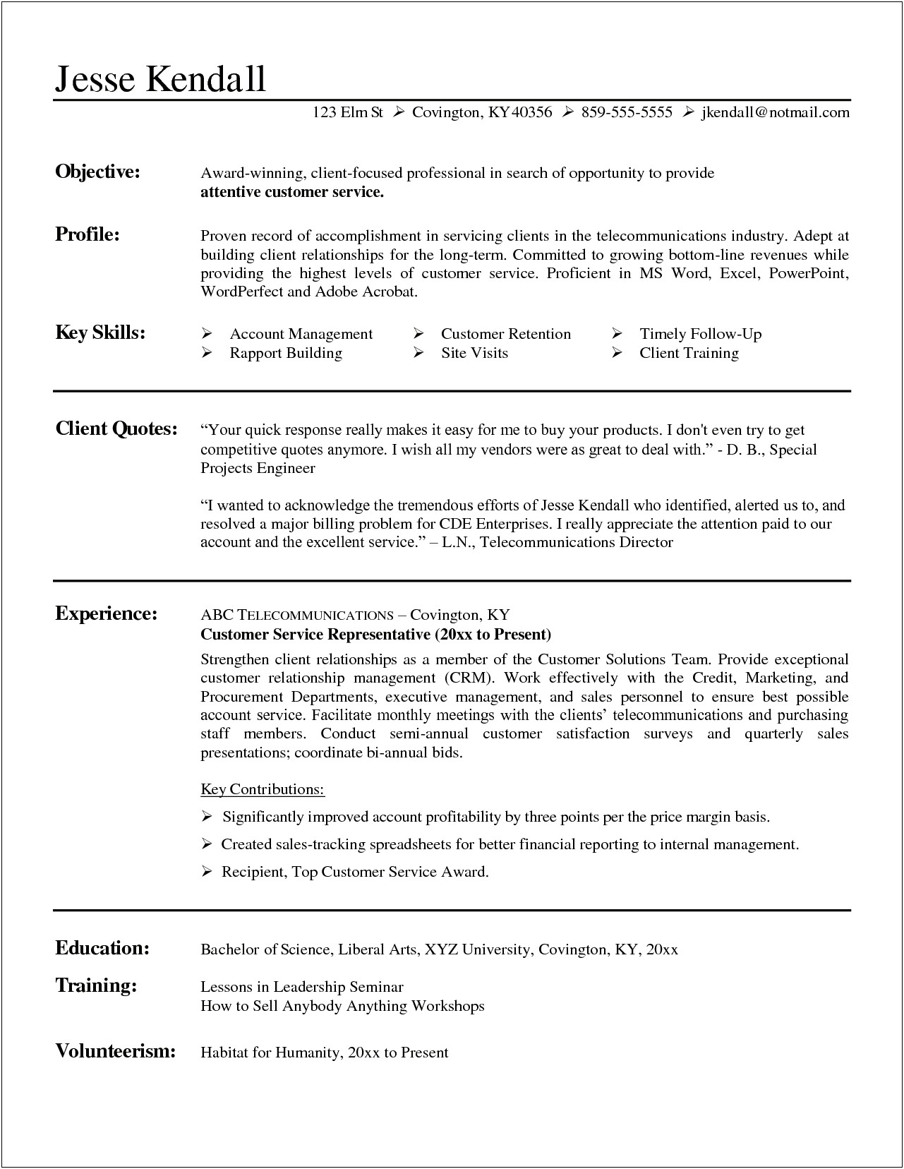 Resume Summary Examples For Entry Level Customer Service