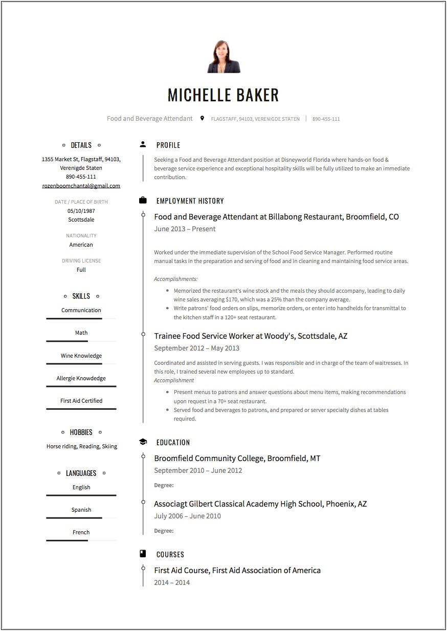 Resume Summary Examples For Food And Beverage