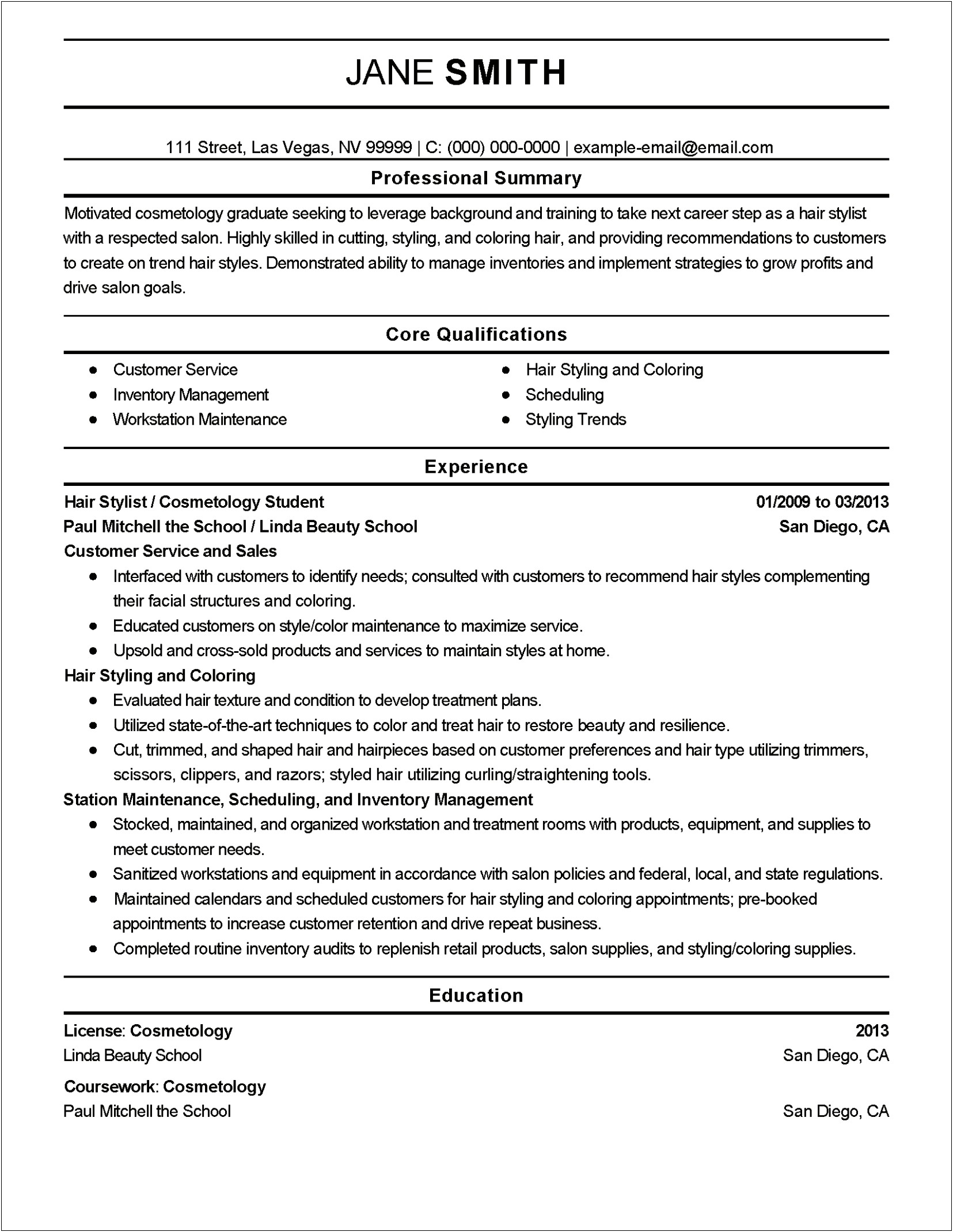 Resume Summary Examples For Graduate Students