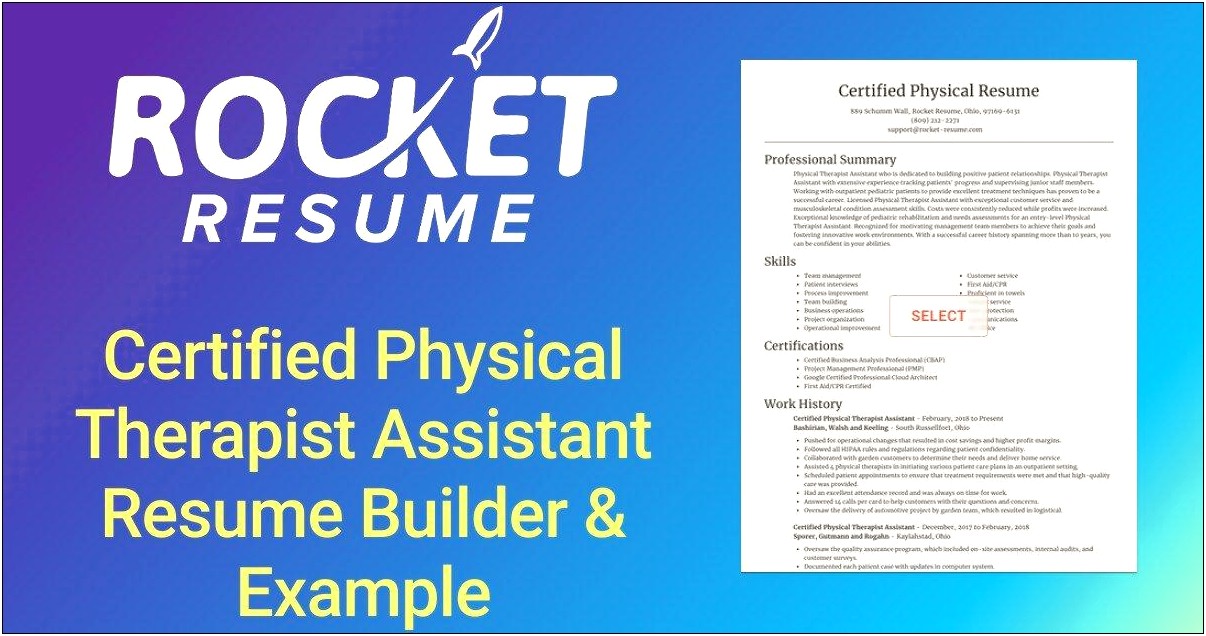 Resume Summary Examples For Physical Therapy Aide