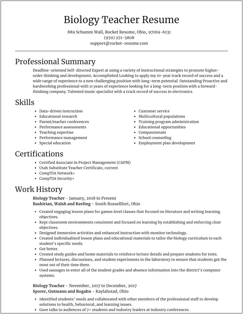 Resume Summary Examples For Teachers Who Are Parents