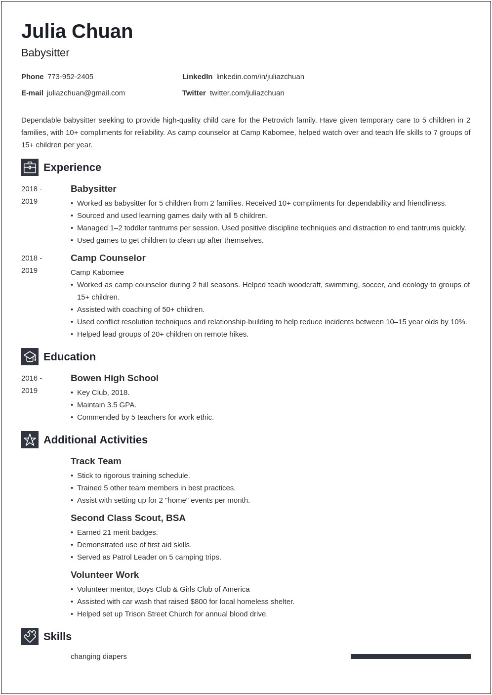 Resume Summary For An Early Childhood Educator