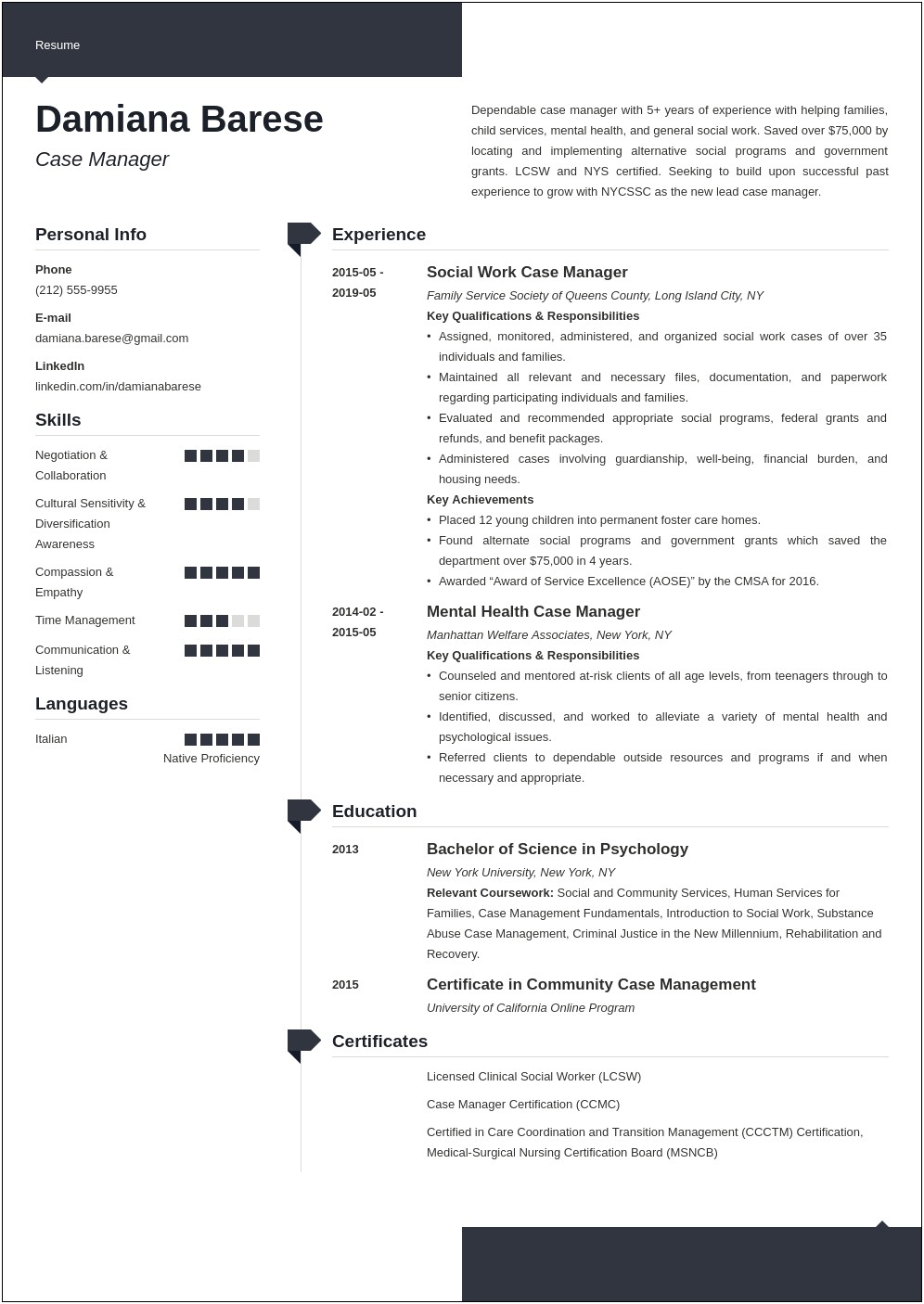 Resume Summary For Nurse Case Manager