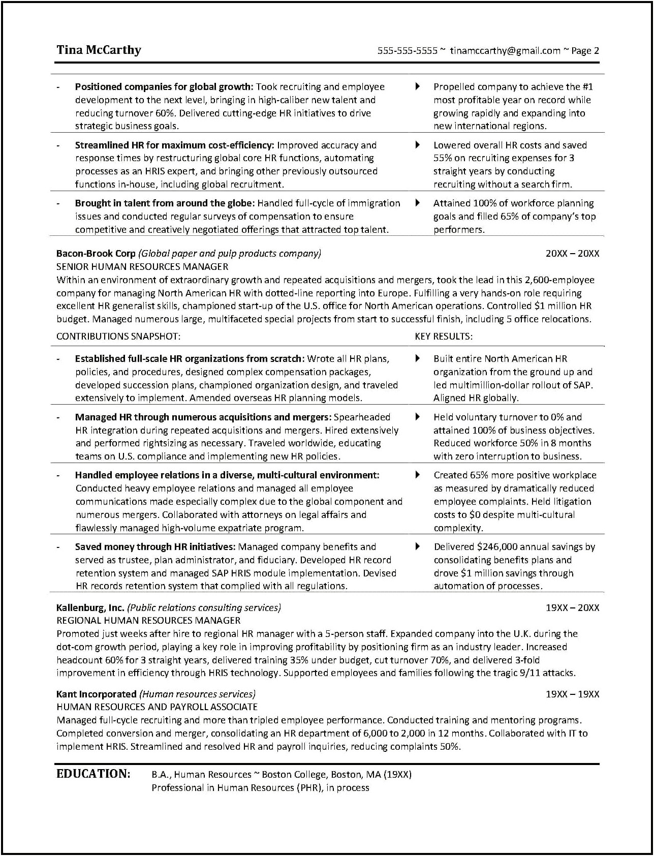 Resume Summary Statement Examples Human Resources