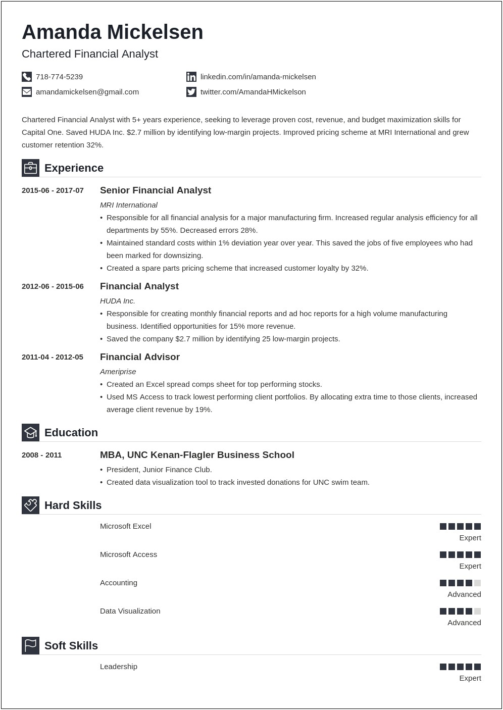 Resume Summary Statement For Various Financial Jobs