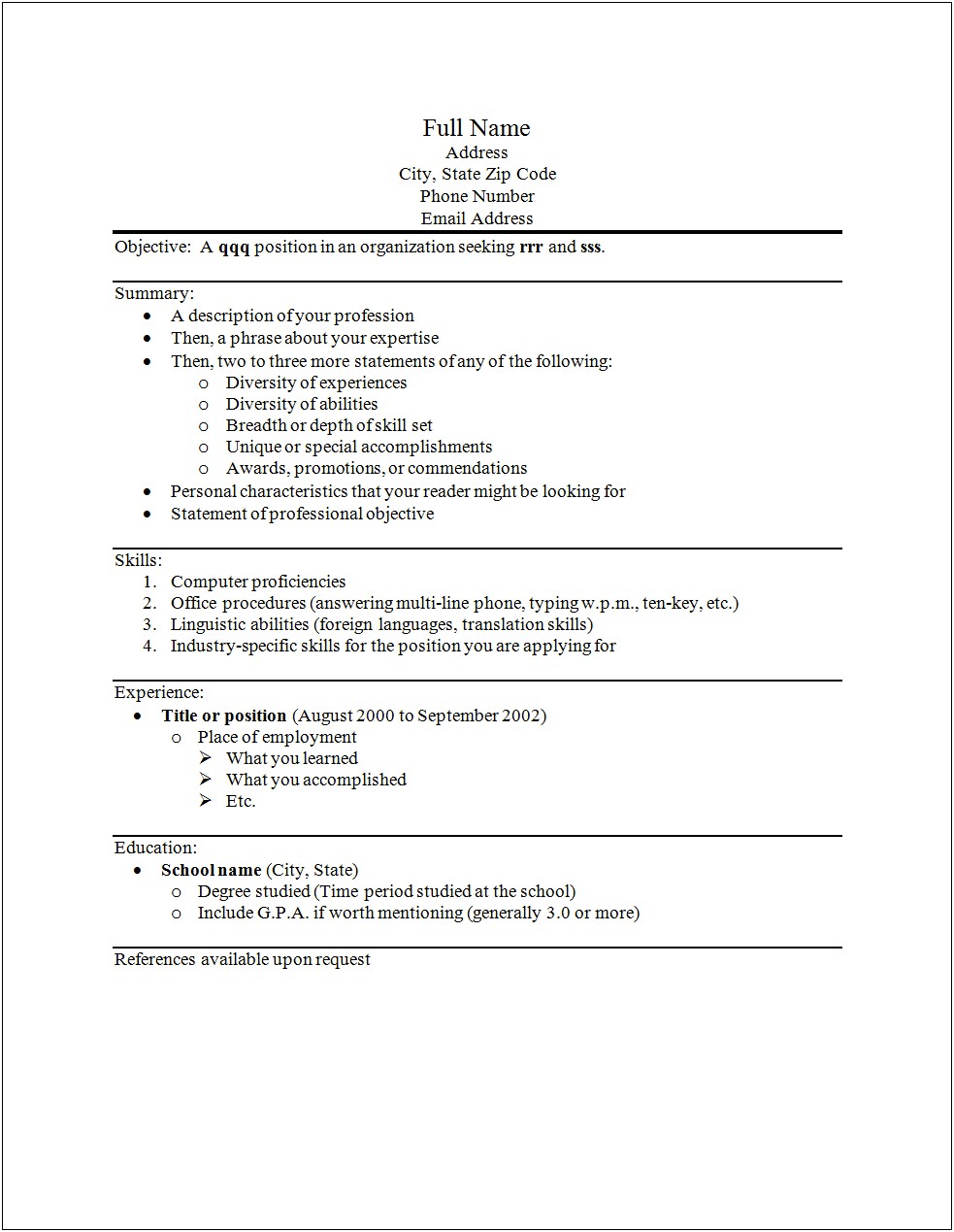Resume Template Cell Phone Number In Heading