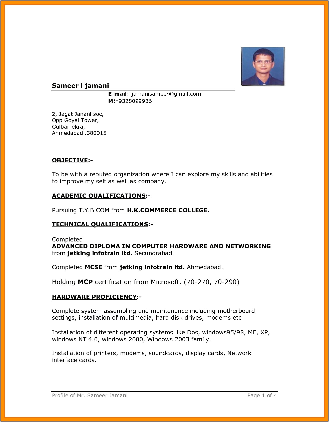 Resume Template Download For Word 2003