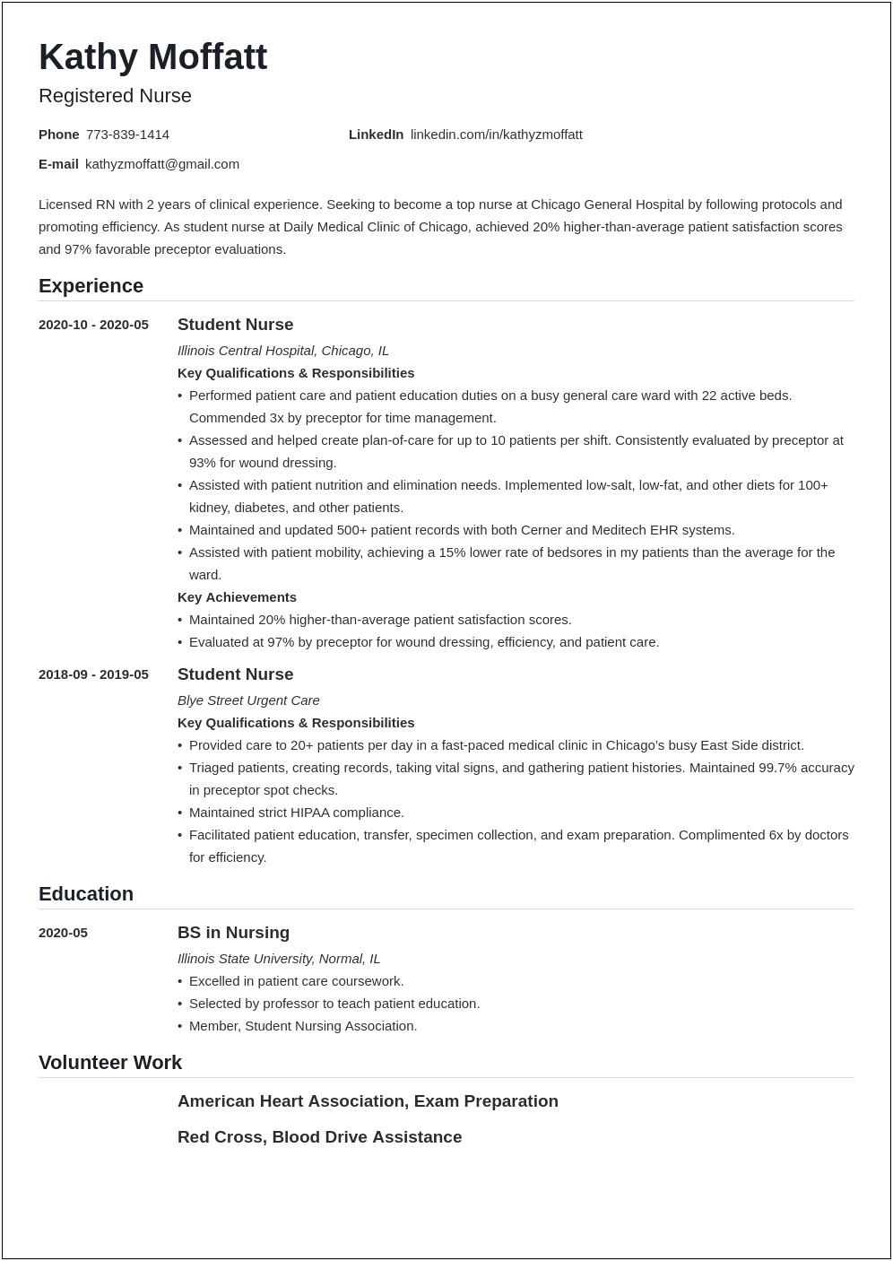 Resume Template Examples For A Registered Nurse