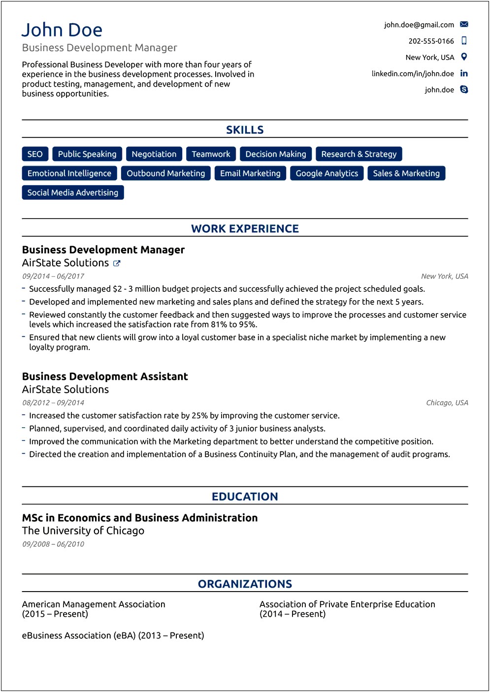 Resume Template For A Lot Of Positions