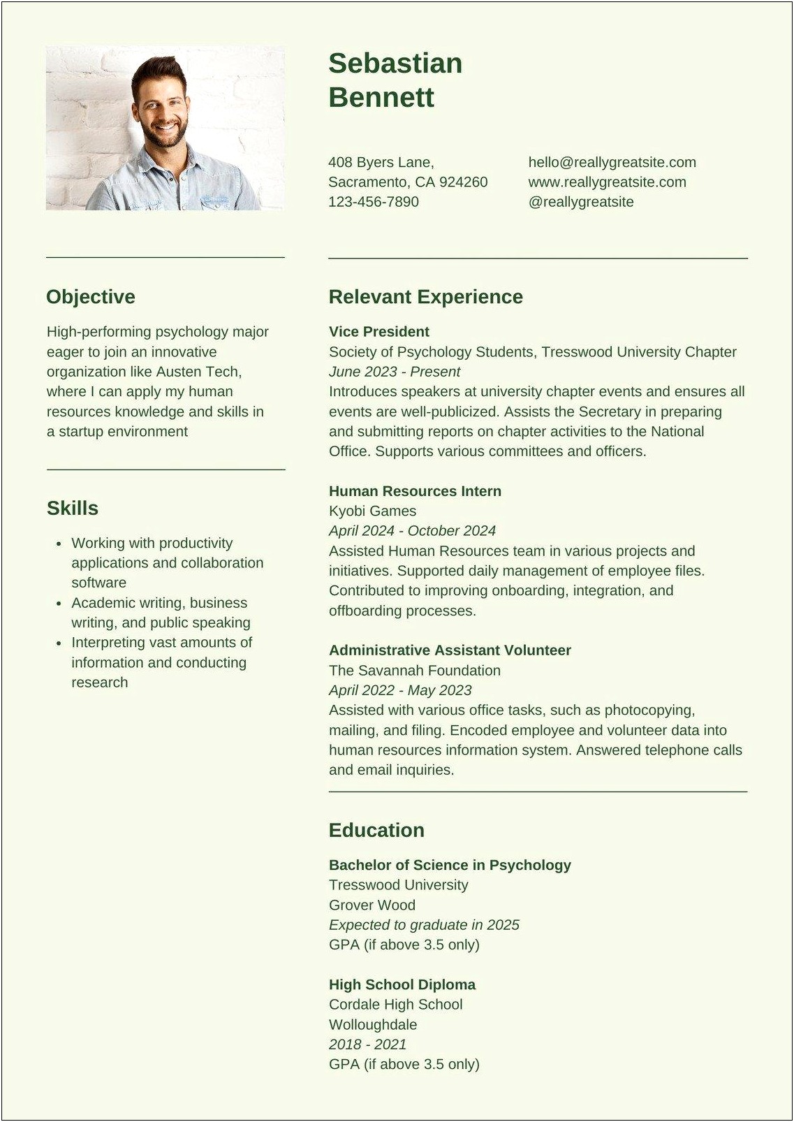 Resume Template For College Student Applying For Internship