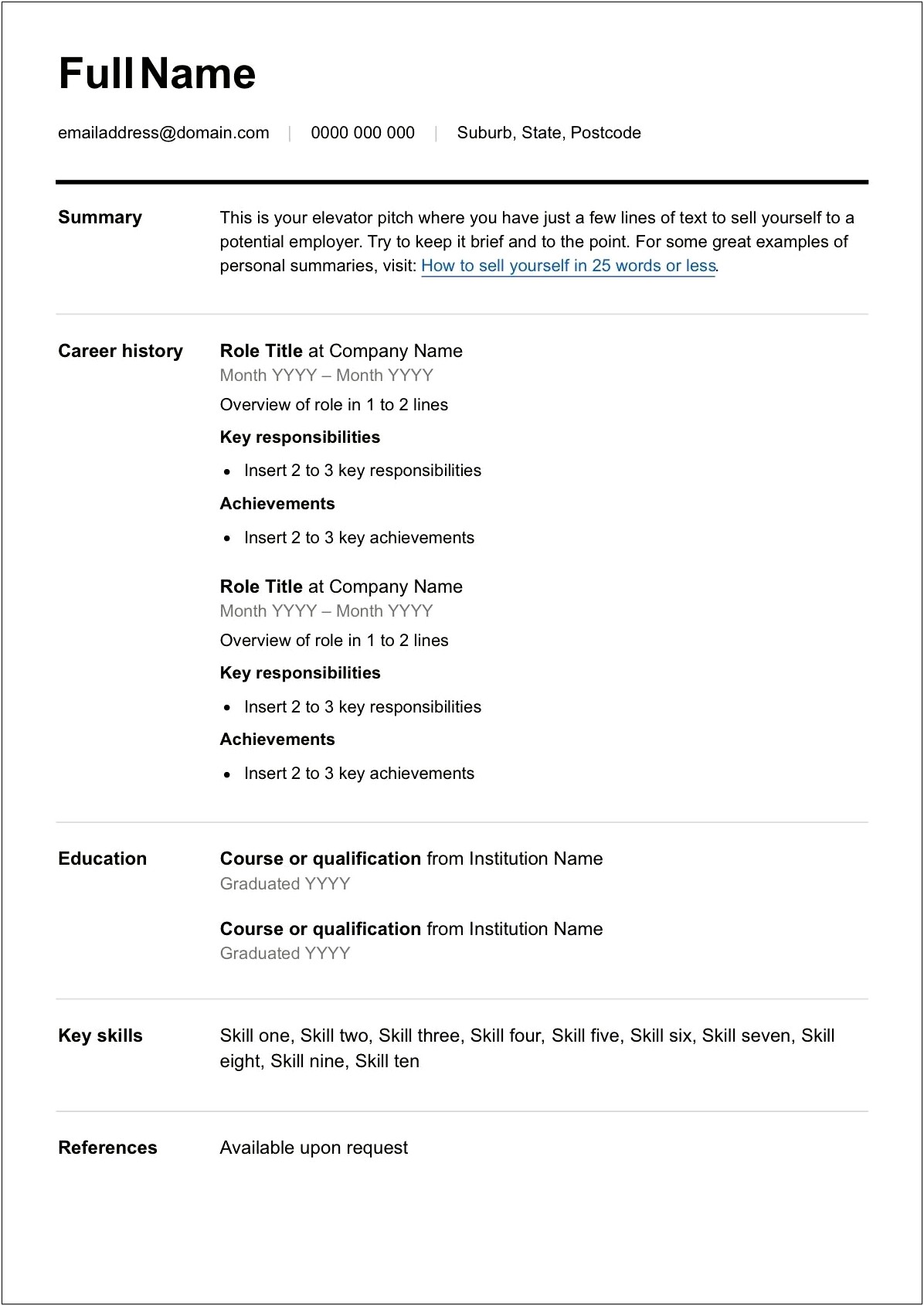 Resume Template For Gaps In Employment
